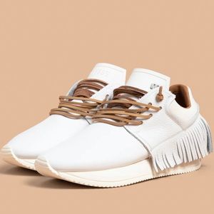 Esseutesse white fringe sneaker.  Made in Italy .